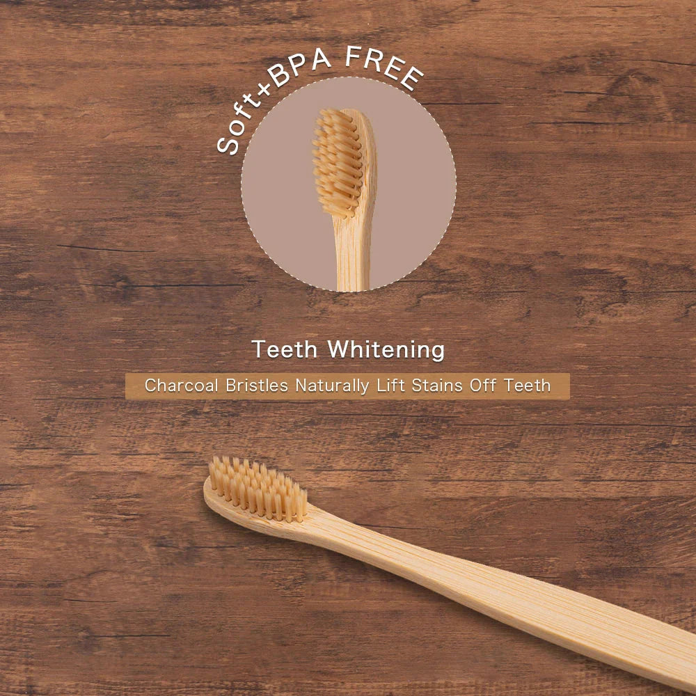 10Pcs Colorful Toothbrush Natural Bamboo Tooth Brush Sets Soft Bristle Charcoal Teeth Eco Bamboo Toothbrushes Dental Oral Care